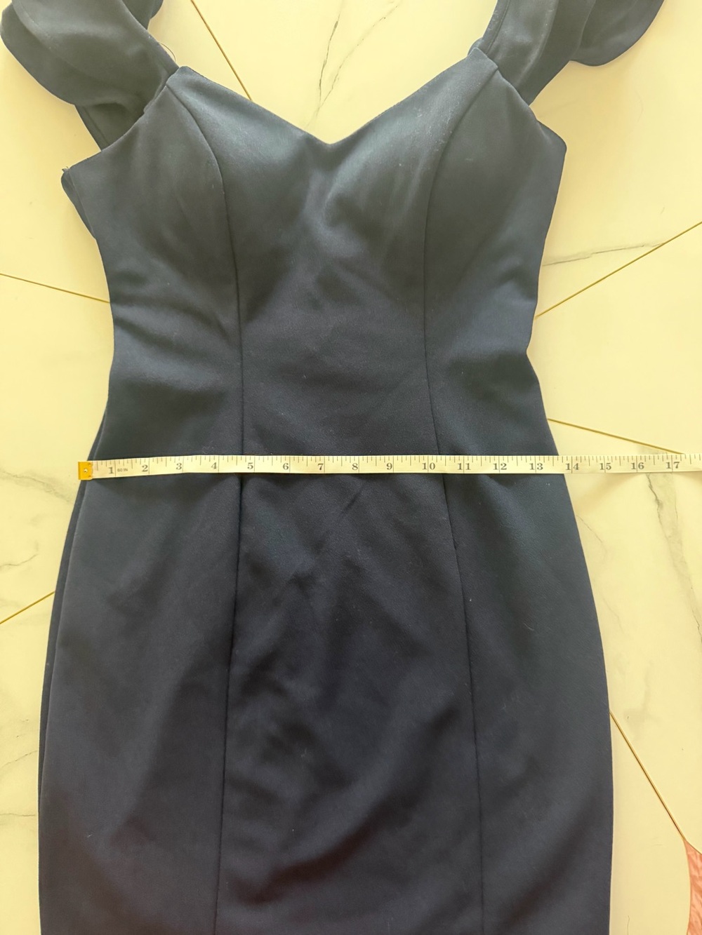Barbiecore Women’s Navy Ruffle Sleeve Bodycon Dress with back detail - Picture 8 of 12